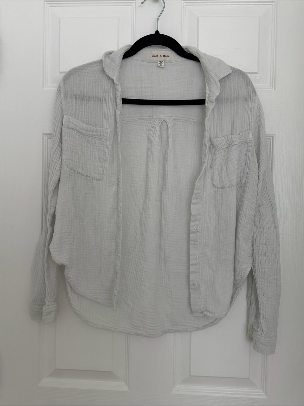 cloth & stone Lightweight White Gauze Button-Down Shirt